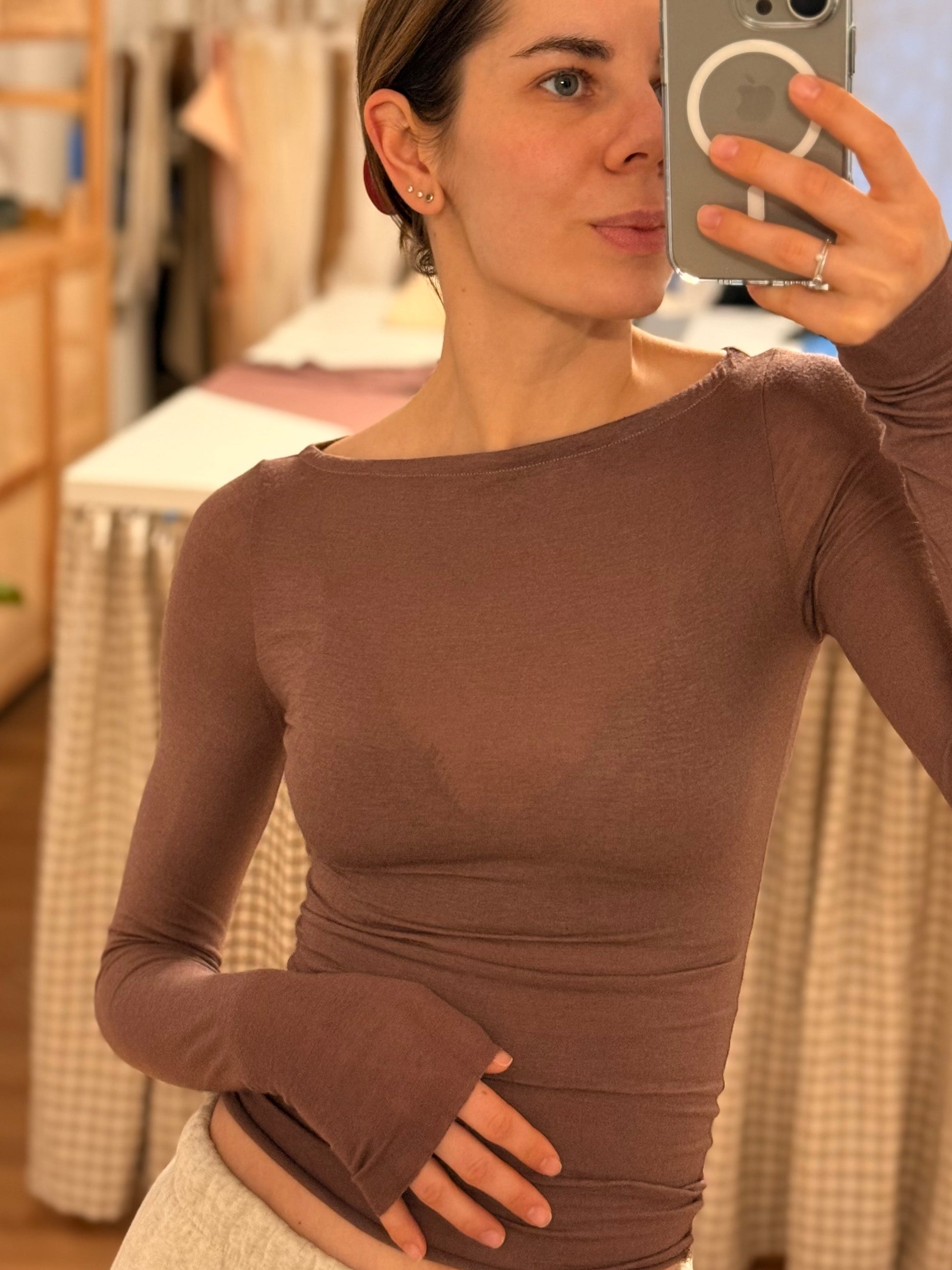 MODAL+CASHMERE WOOL LONGSLEEVE TOP