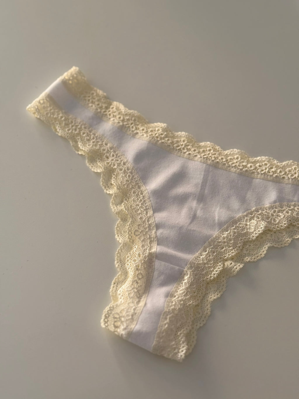 WHITE COTTON+LACE PANTIES